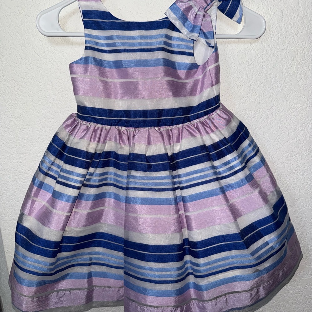 Janie and Jack Elegant Striped Dress in Pink and Blue